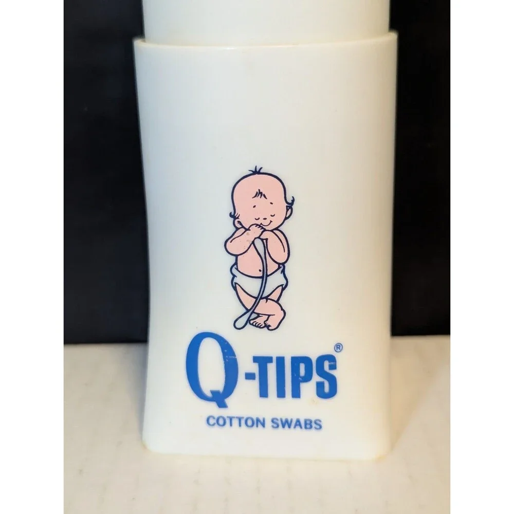 Vintage Q-tip Pop-Up Dispenser Plastic Rare- No Top 6